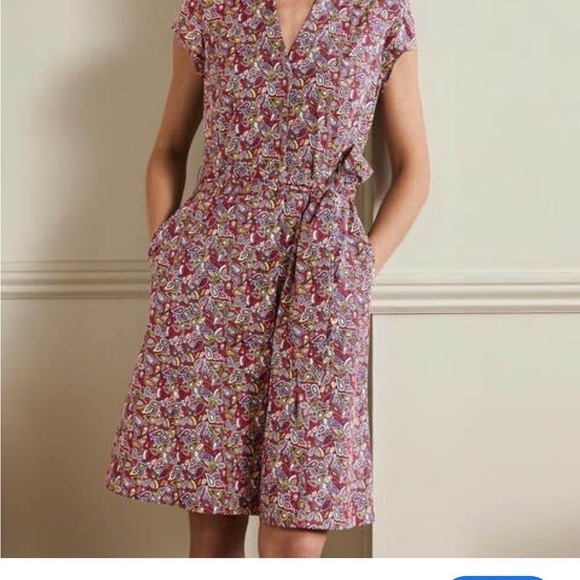 NWOT Boden Short Sleeve Tie Shirt Button Up Dress 4 Knee Length - Picture 1 of 10